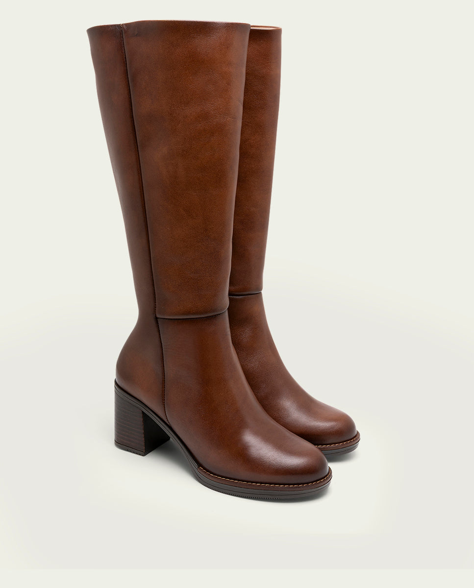 BOTTES EN CUIR À TALONS TRIANA CUERO