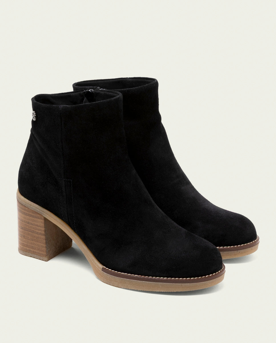 Tamara Noir Leather Heeled Ankle Boots