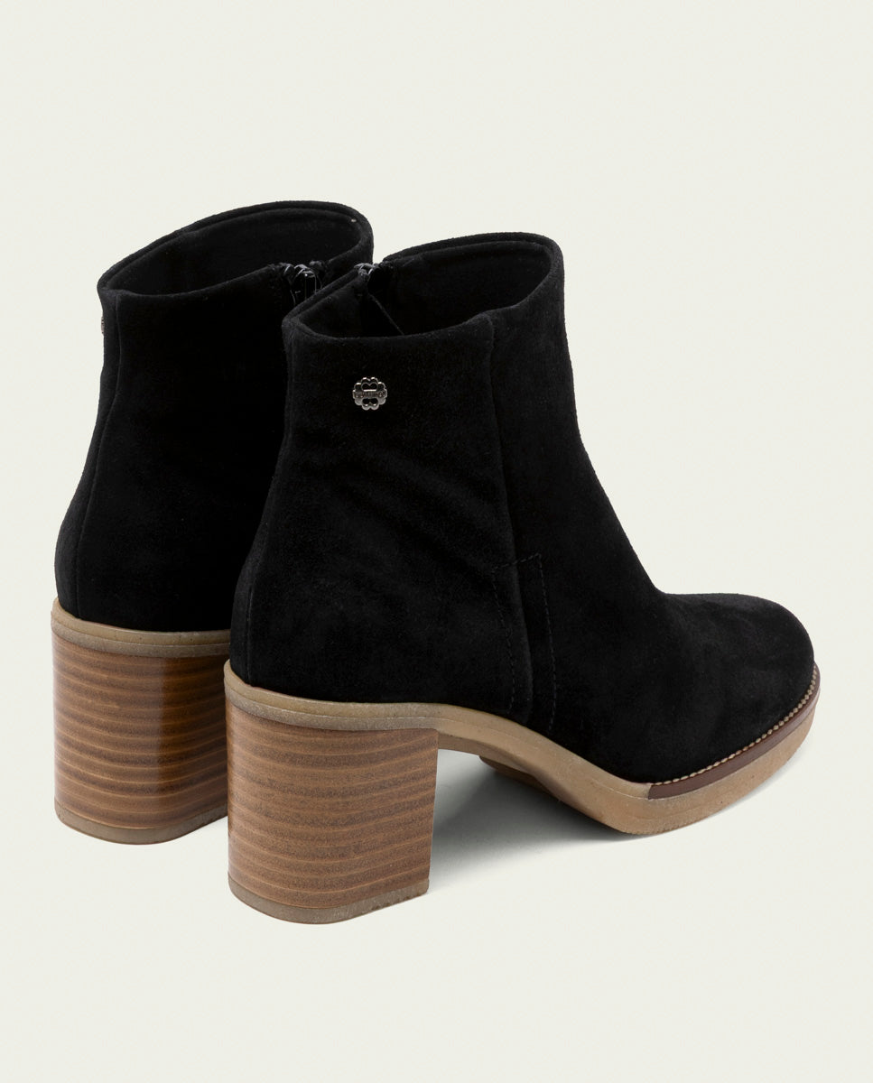 Tamara Noir Leather Heeled Ankle Boots