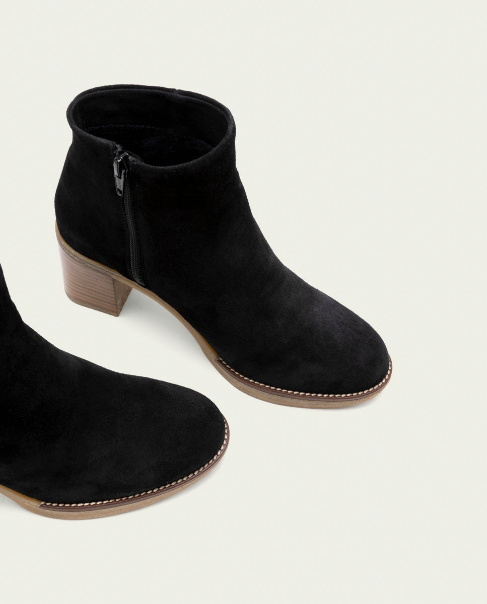 Tamara Noir Leather Heeled Ankle Boots
