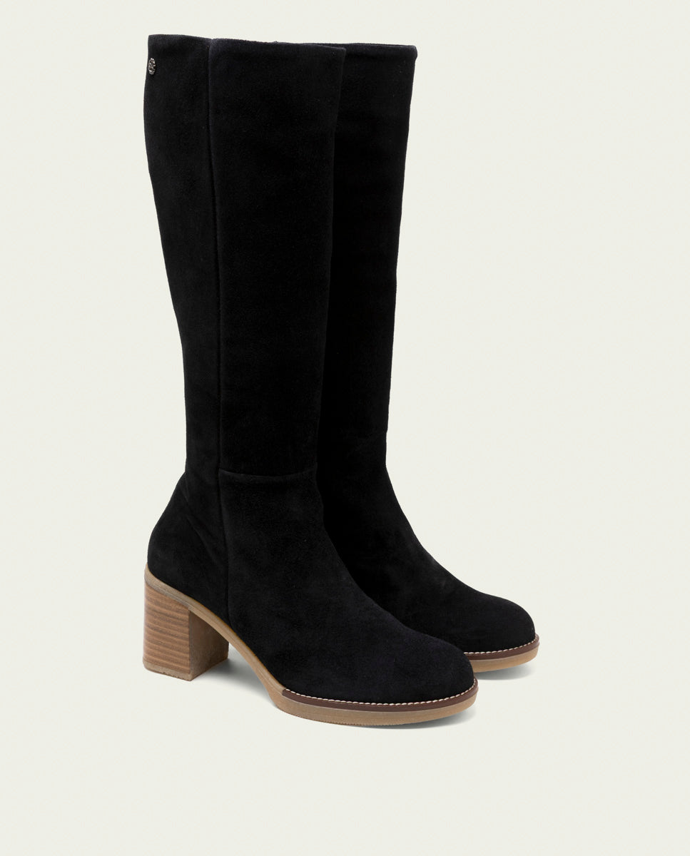 Tina Noir Leather Heeled Boots