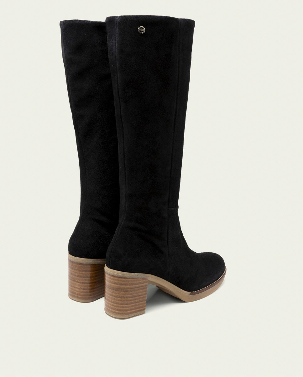 Tina Noir Leather Heeled Boots