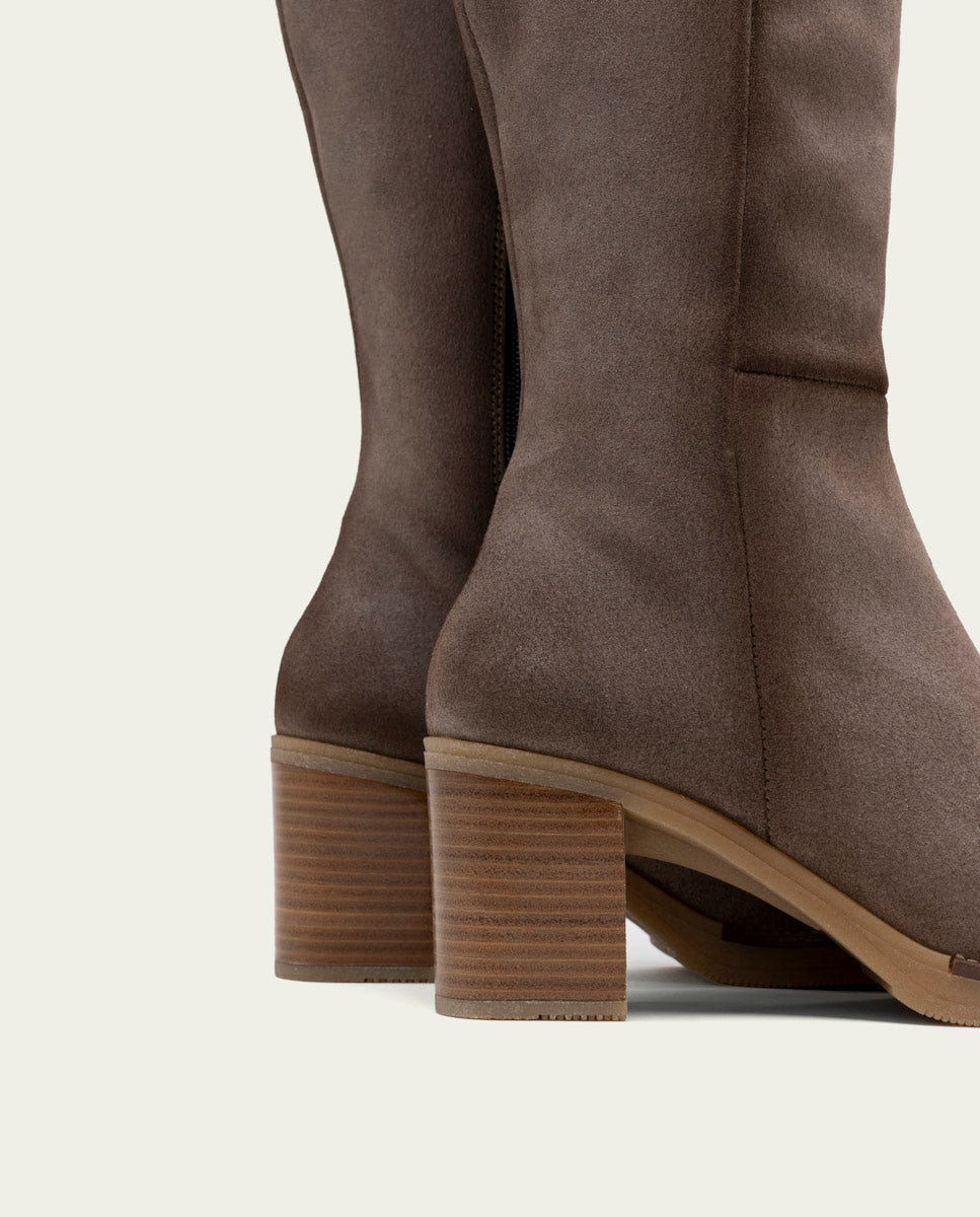 BOTTES EN CUIR À TALONS TINA GRIS