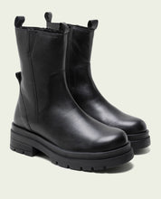 NORA BLACK LEATHER TRACK-SOLE ANKLE BOOTS