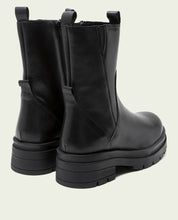 NORA BLACK LEATHER TRACK-SOLE ANKLE BOOTS