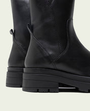 NORA BLACK LEATHER TRACK-SOLE ANKLE BOOTS