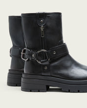 BOTTINES TRACK EN CUIR NOIR AVEC FERMETURE ÉCLAIR NASYA