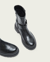 BOTTINES TRACK EN CUIR NOIR AVEC FERMETURE ÉCLAIR NASYA
