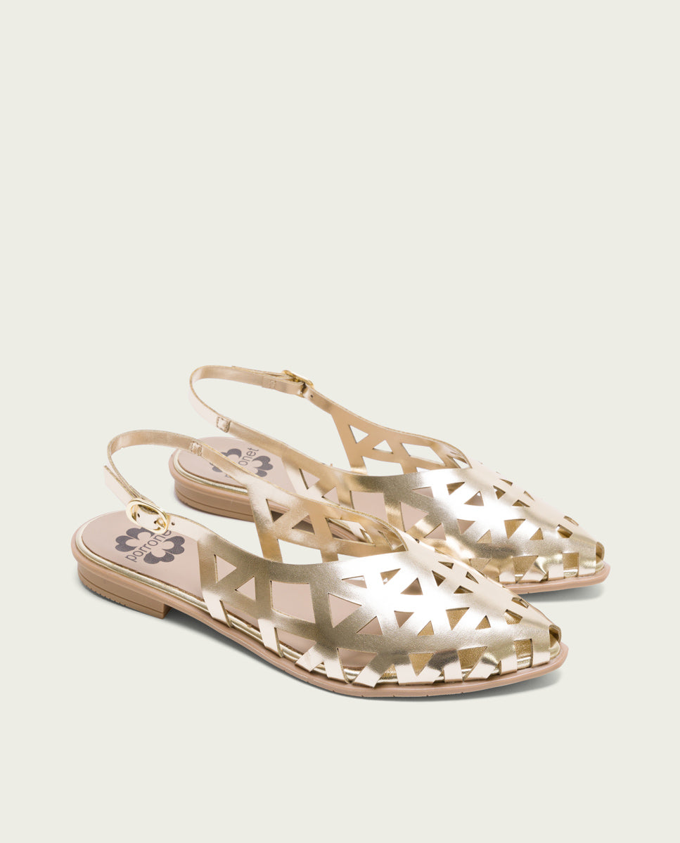 RINA GOLD FLAT BALLET SHOES