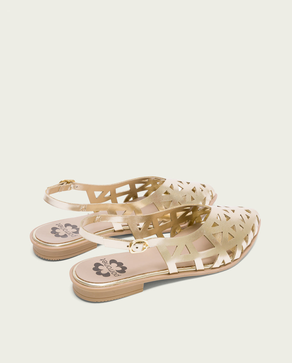 RINA GOLD FLAT BALLET SHOES