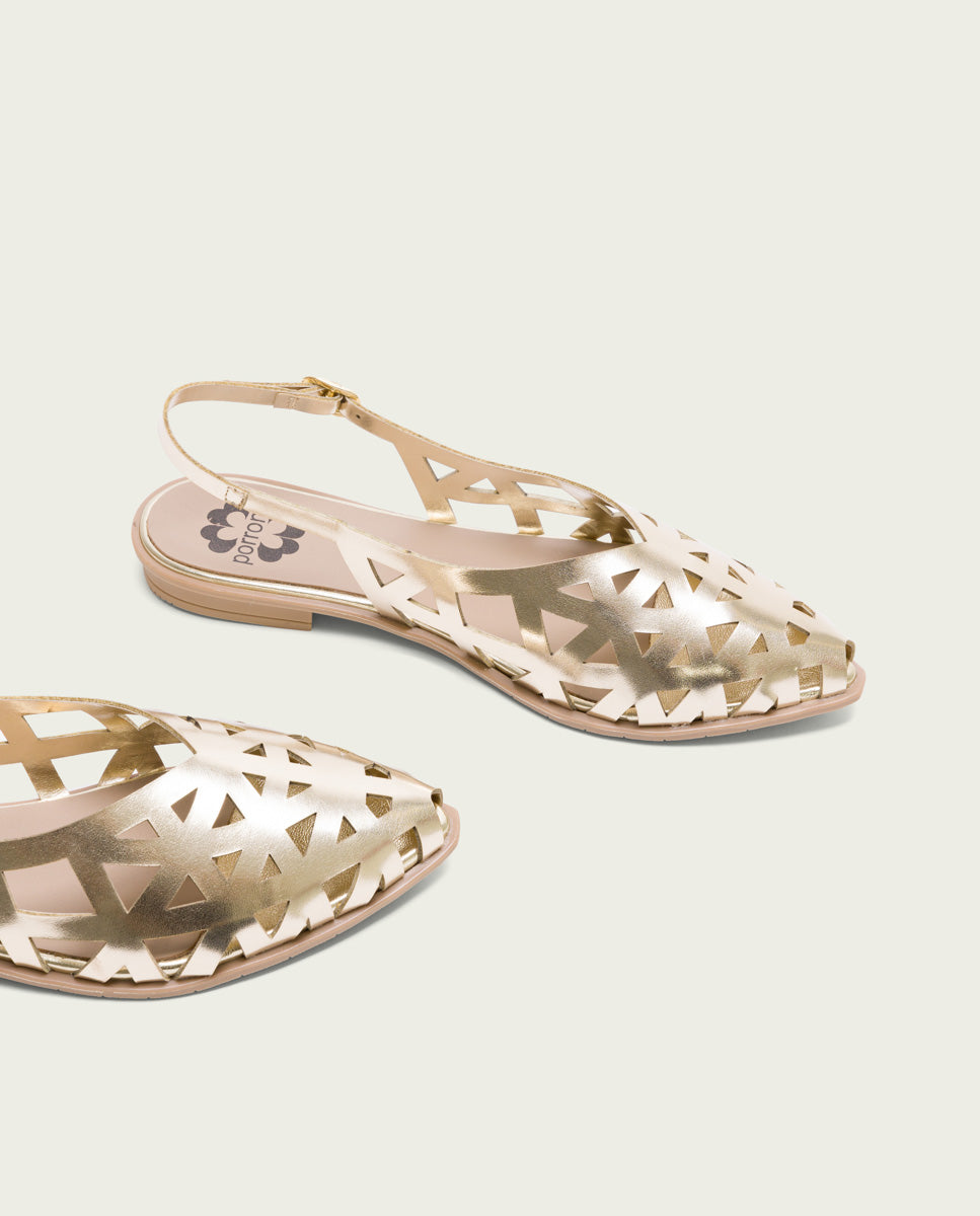 RINA GOLD FLAT BALLET SHOES