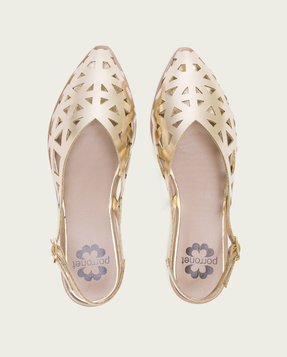 RINA GOLD FLAT BALLET SHOES