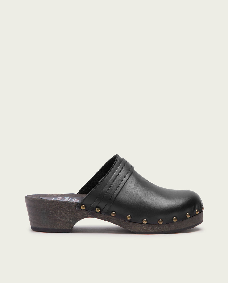 CLOGS EN CUIR POUR FEMME BRUNA NOIR