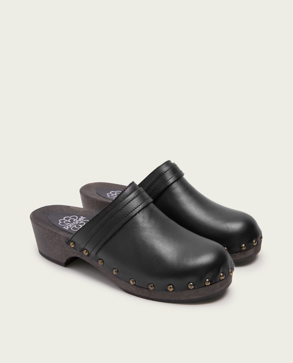 CLOGS EN CUIR POUR FEMME BRUNA NOIR