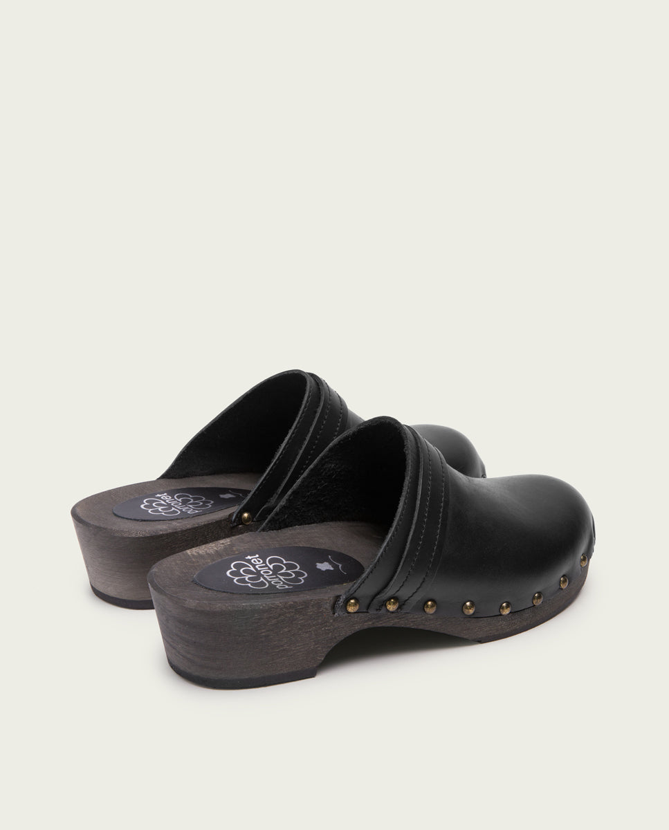 CLOGS EN CUIR POUR FEMME BRUNA NOIR