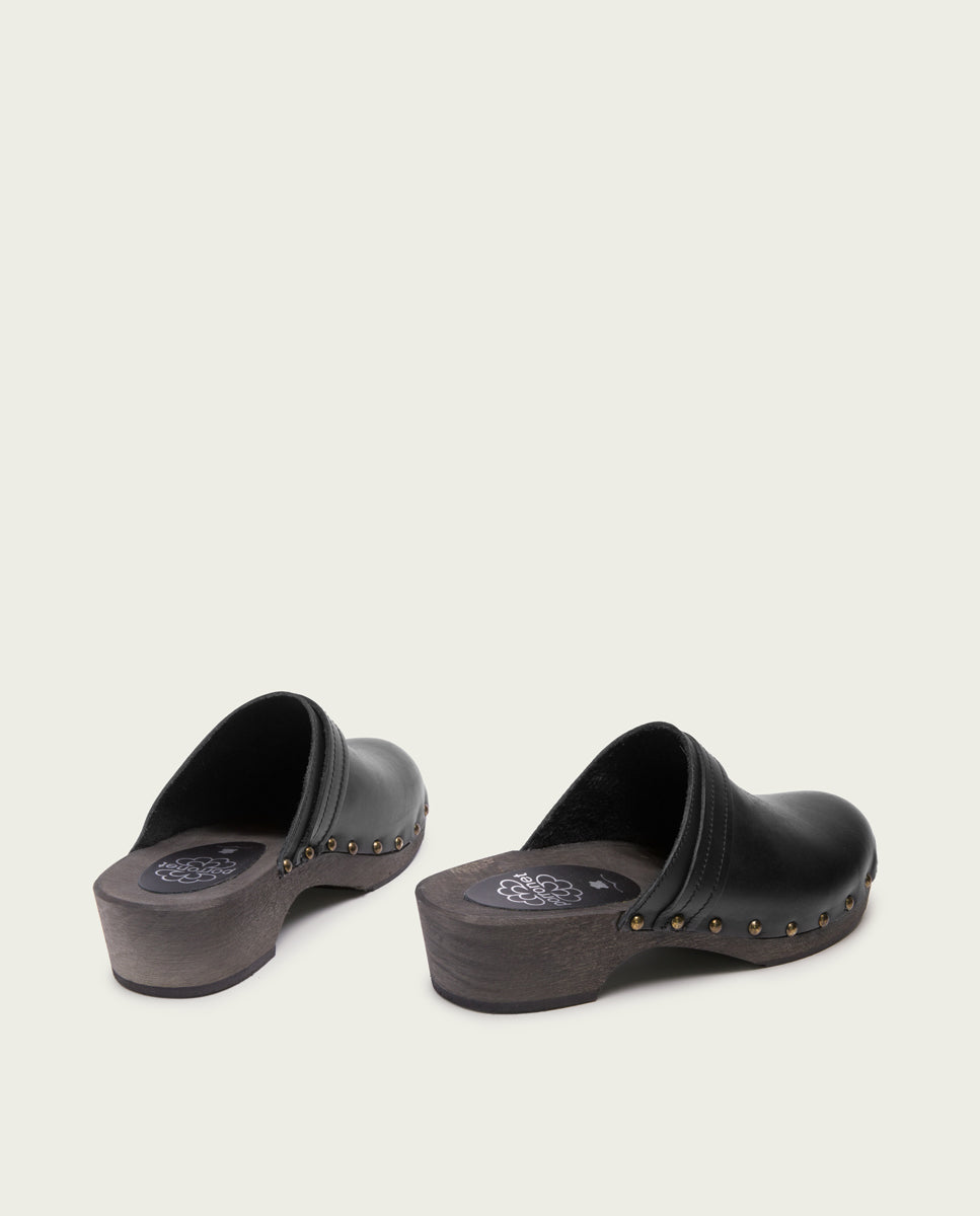 CLOGS EN CUIR POUR FEMME BRUNA NOIR