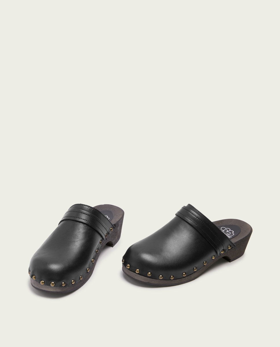 CLOGS EN CUIR POUR FEMME BRUNA NOIR