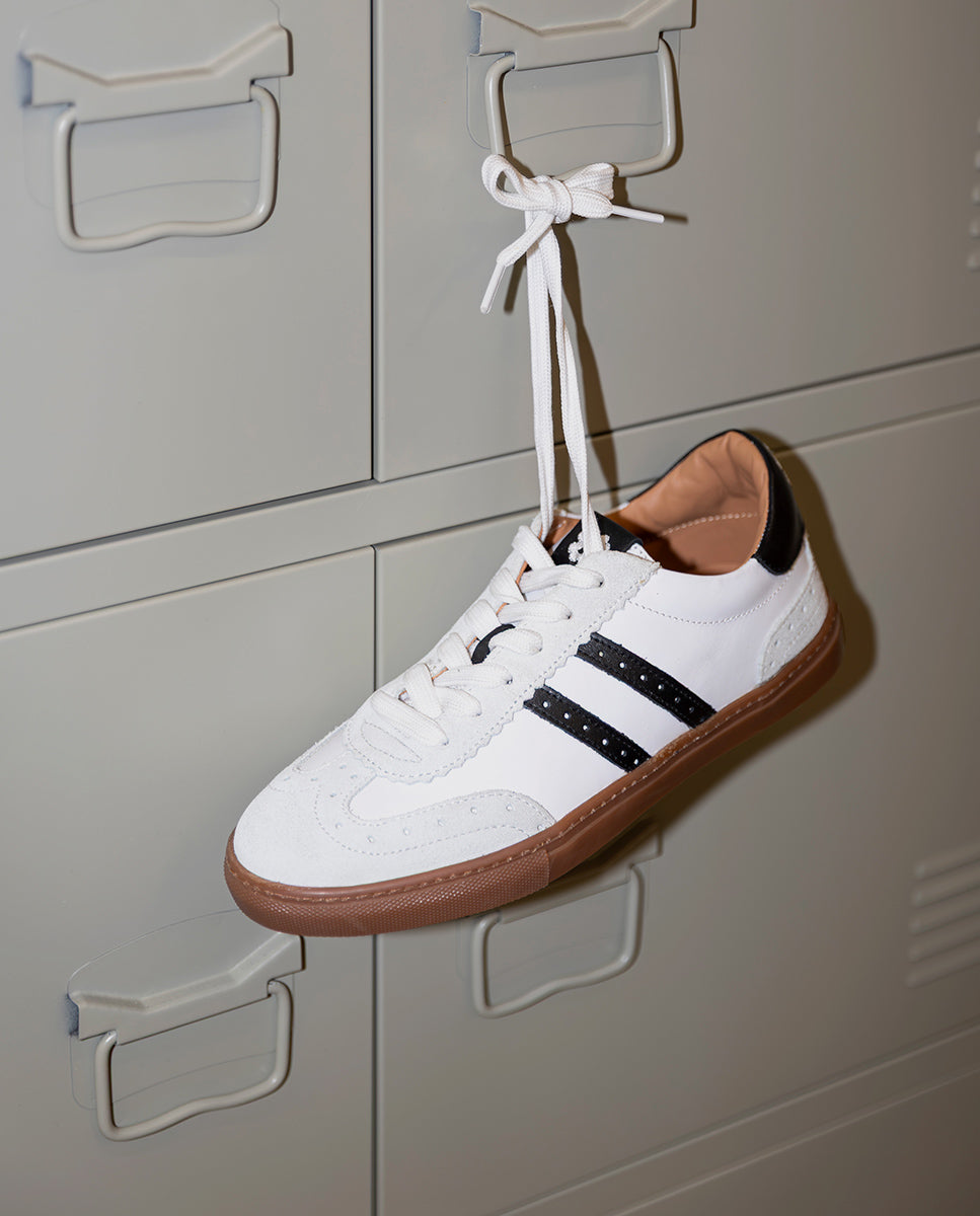 BASKETS SPORT CUIR BLANC ET NOIR OSLO