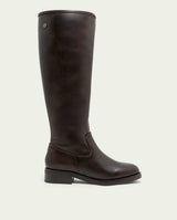BOTTES HAUTES EN CUIR À TIGE LARGE JANA MOKA
