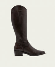 MÓNICA MOCHA WIDE-CALF LEATHER BOOTS