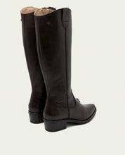 MÓNICA MOCHA WIDE-CALF LEATHER BOOTS