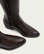 MÓNICA MOCHA WIDE-CALF LEATHER BOOTS