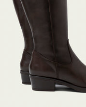 MÓNICA MOCHA WIDE-CALF LEATHER BOOTS