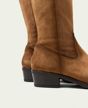 MANUELA TAN WIDE-CALF LEATHER BOOTS