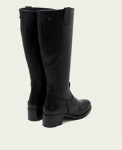 BOTTES EN CUIR À TIGE LARGE ET À TALON OLIVIA NOIR