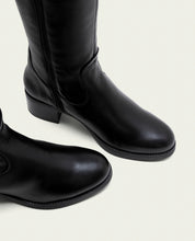 BOTTES EN CUIR À TIGE LARGE ET À TALON OLIVIA NOIR