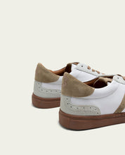 BASKETS SPORT CUIR BLANC ET BEIGE LONDRES