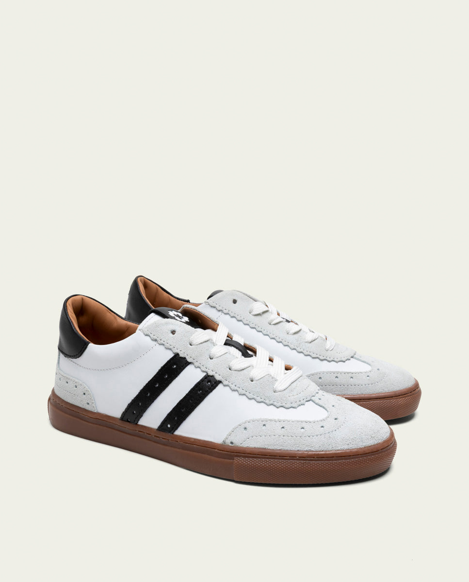 BASKETS SPORT CUIR BLANC ET NOIR OSLO
