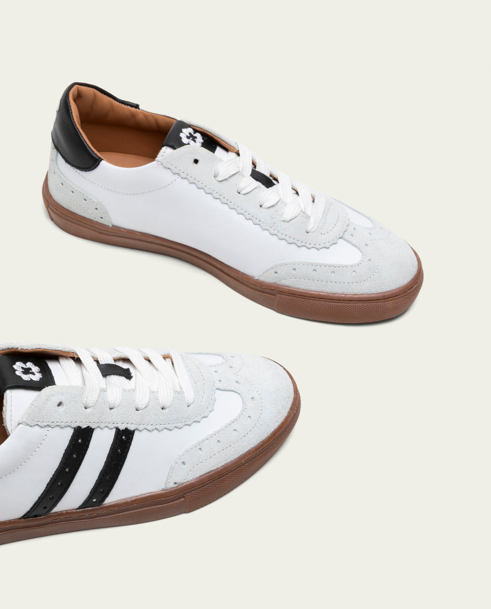 BASKETS SPORT CUIR BLANC ET NOIR OSLO