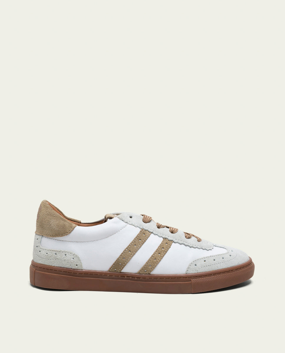 CHLOE WHITE AND BEIGE LEATHER SNEAKERS