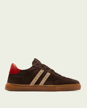 GRETA MOCHA, BEIGE AND RED SUEDE SNEAKERS