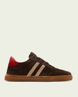 GRETA MOCHA, BEIGE AND RED SUEDE SNEAKERS