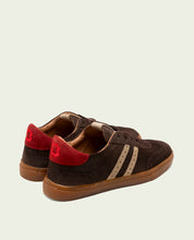 GRETA MOCHA, BEIGE AND RED SUEDE SNEAKERS