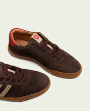 GRETA MOCHA, BEIGE AND RED SUEDE SNEAKERS