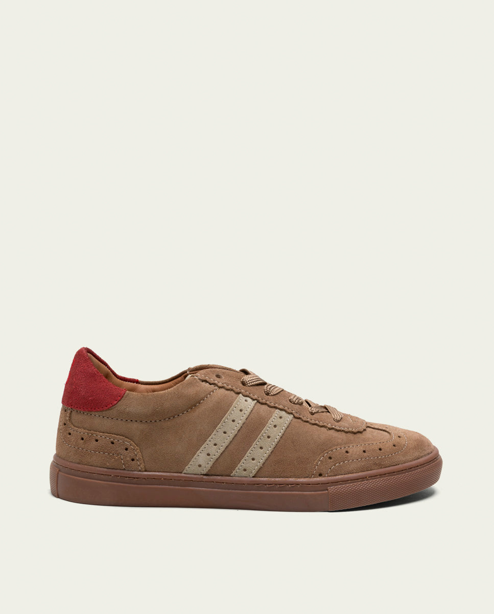BASKETS SPORT DAIM TAUPE BEIGE ROUGE GRETA