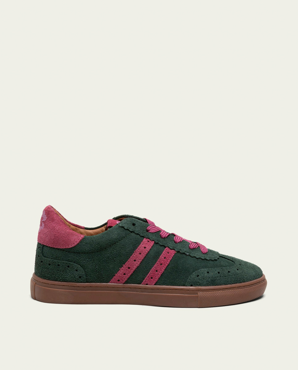 GRETA GREEN AND PINK SUEDE SNEAKERS