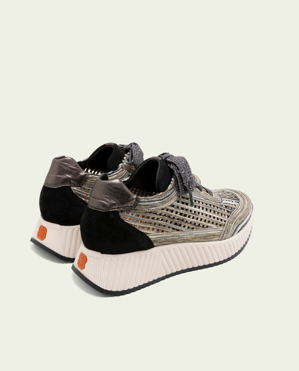 CHAUSSURES DE SPORT EN CUIR ET TISSU INÉS NOIR