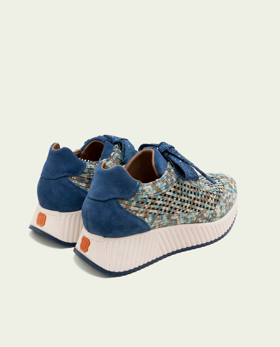 CHAUSSURES DE SPORT EN CUIR ET TISSU INÉS BLEU