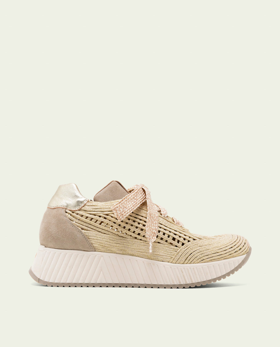 CHAUSSURES DE SPORT EN CUIR ET TISSU INÉS ARENA OR