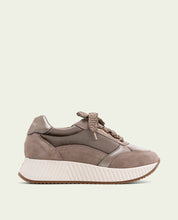BASKETS PLATES EN CUIR ET VELOURS ZOE TAUPE