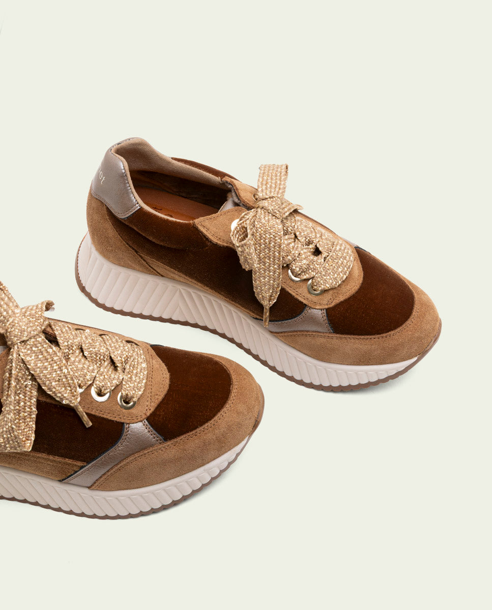 BASKETS PLATES EN CUIR ET VELOURS ZOE CUIR