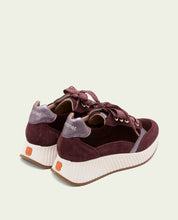 Zoe Bordeaux Flat Leather and Velvet Sneakers