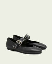 Vilma black leather flat ballerinas