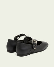 Vilma black leather flat ballerinas
