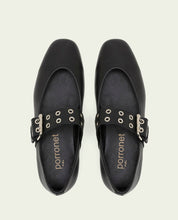 Vilma black leather flat ballerinas
