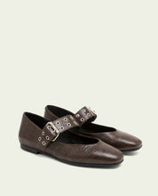 VEGA MOCHA LEATHER FLAT BALLET PUMPS